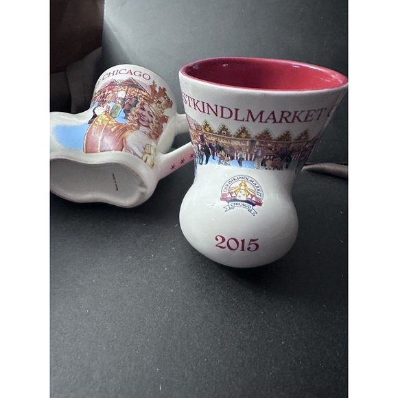 2 20TH ANNIVERSARY CHRISTKINDLMARKET CHICAGO BOOT MUGS 2015 Pair Set - Picture 3 of 12